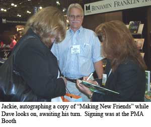 Jackie autographing a copy of Making New Friends